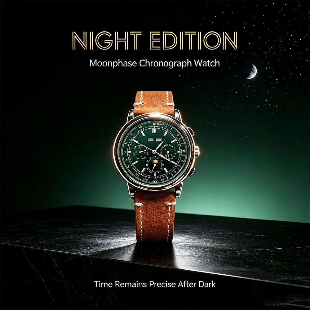 Automatic Pilot Watch - Men ST1655 Movement Moon Phase Automatic