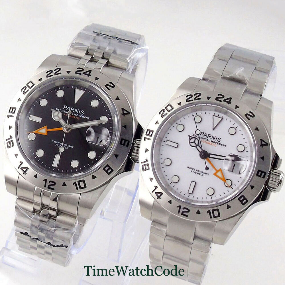Parnis 40mm Sapphire Glass Aut - огляд і ціна Gmt Dual Timezone Watch