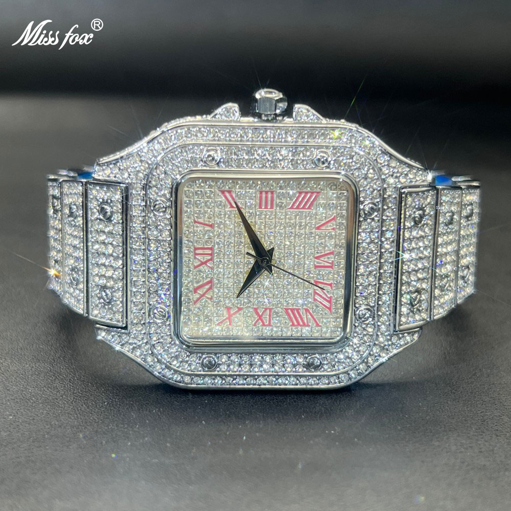 MISSFOX Iced Out Men Watch Squ - огляд і ціна Luxury Watch Face