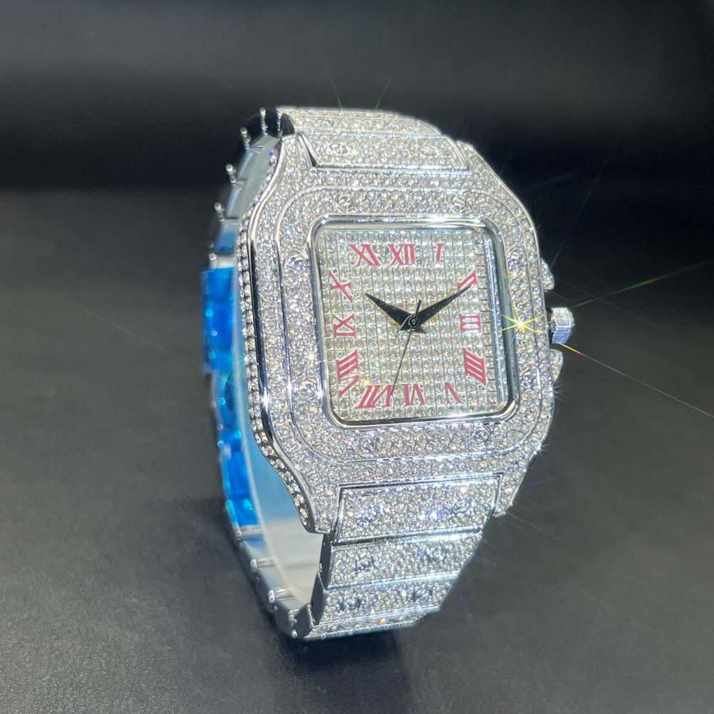 MISSFOX Iced Out Men Watch Squ - огляд і ціна Luxury Watch Face