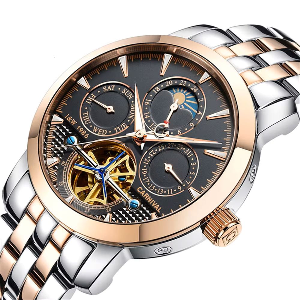 CARNIVAL Top Brand Luxury Stee - огляд і ціна Tourbillon Movement Watch