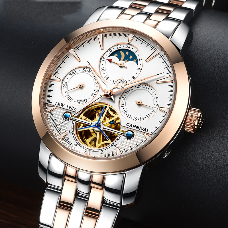 CARNIVAL Top Brand Luxury Stee - огляд і ціна Tourbillon Movement Watch