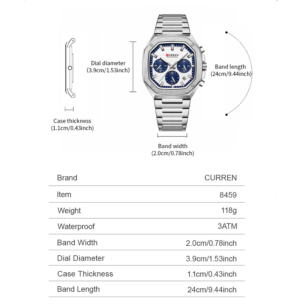 CURREN Luxury Square Chrono Wa - огляд і ціна Luxury Watch Design