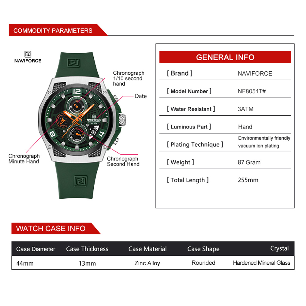 NAVIFORCE Mens Casual Sport Wr - огляд і ціна Field Watch Military