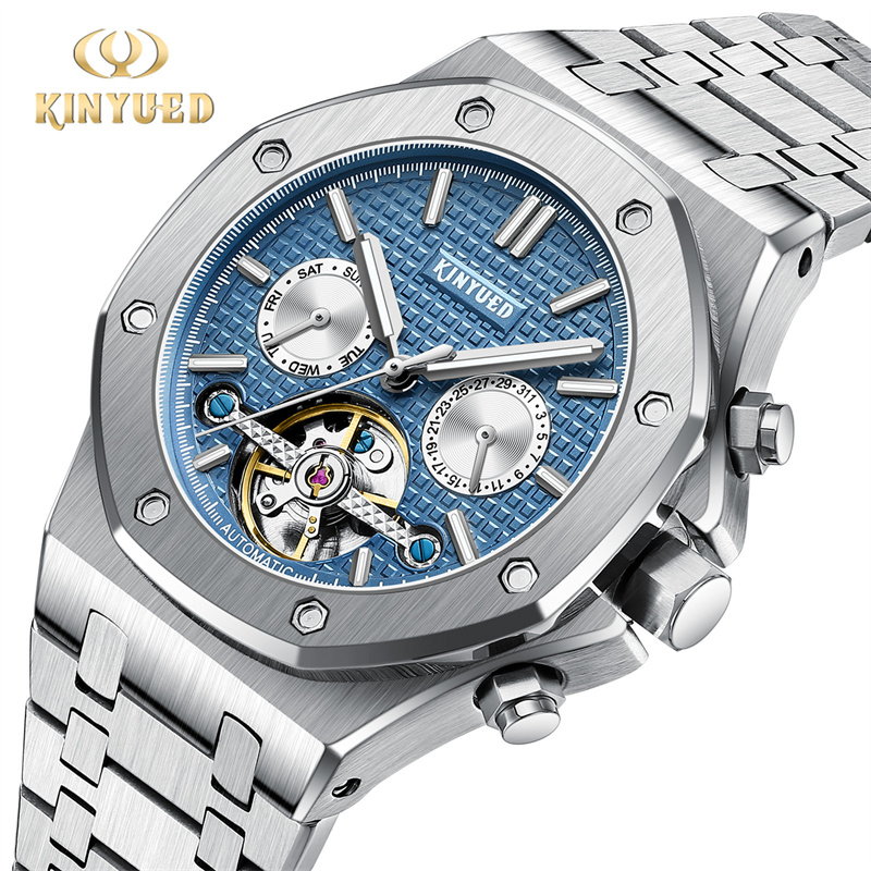 KINYUED Brand Fashion Blue Mec - огляд і ціна Tourbillon Movement Watch