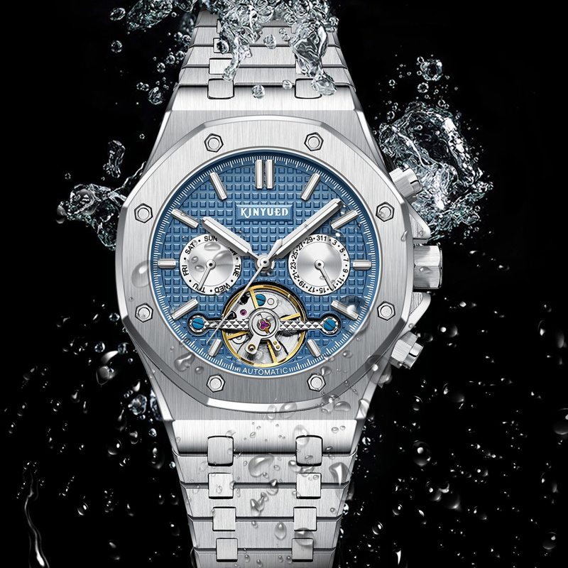 KINYUED Brand Fashion Blue Mec - огляд і ціна Tourbillon Movement Watch